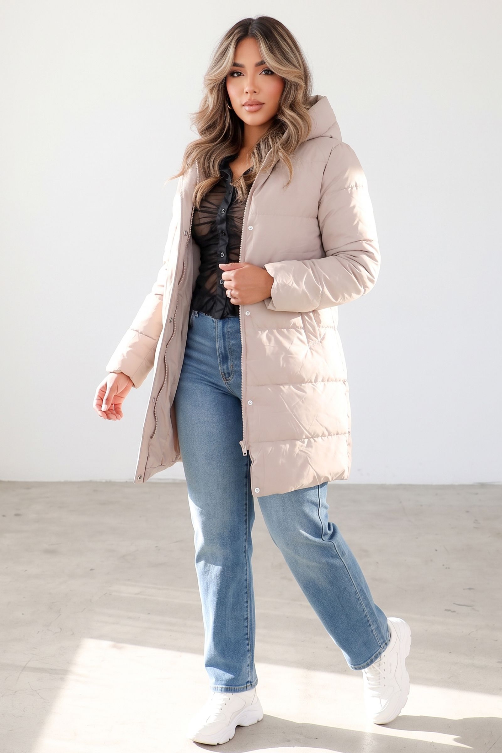 PUFFY PADDING JACKET WITH HOODIE, Contents: