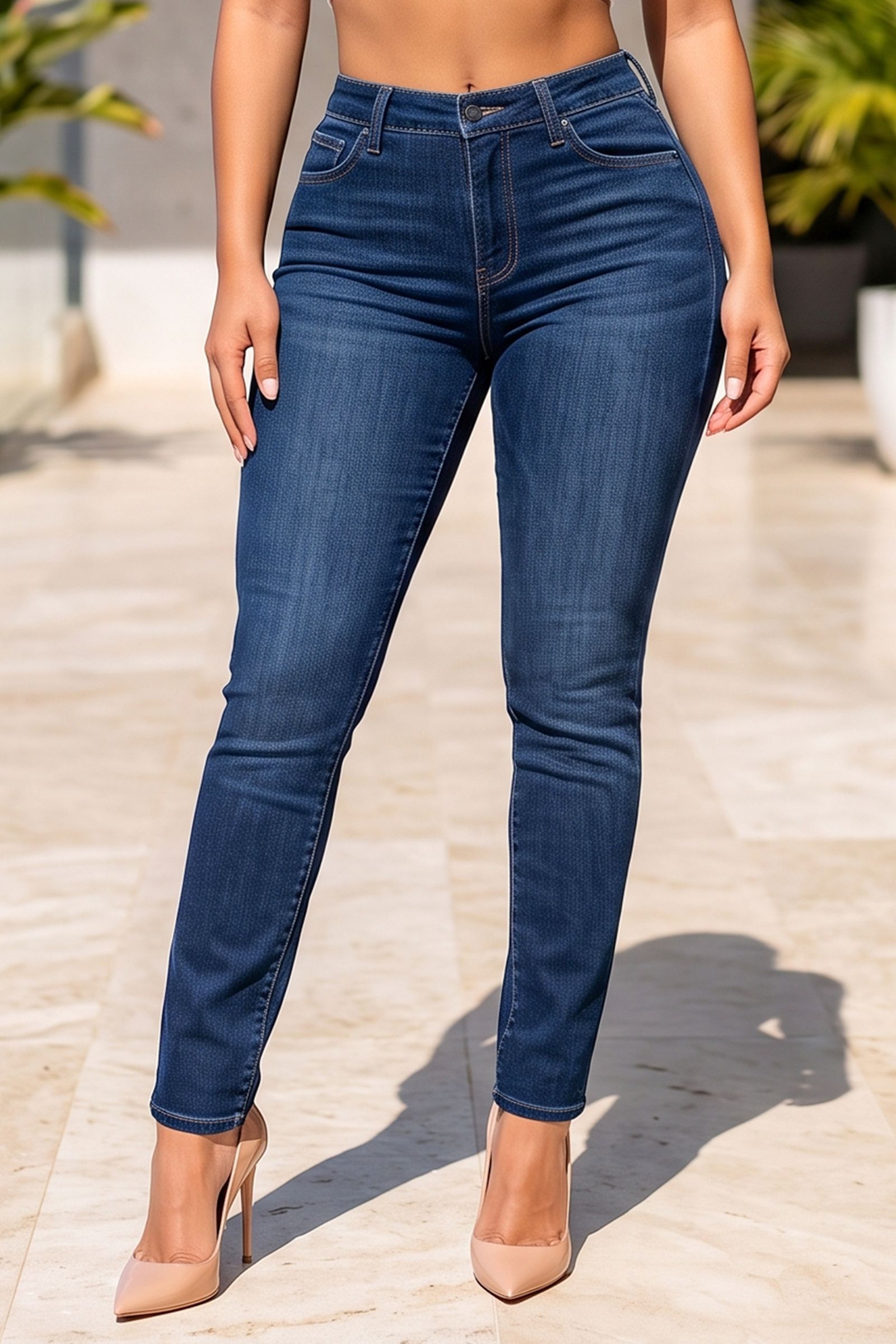 18774DK-MID RISE DARK WASHED CLASSIC SKINNY JEANS, Contents: