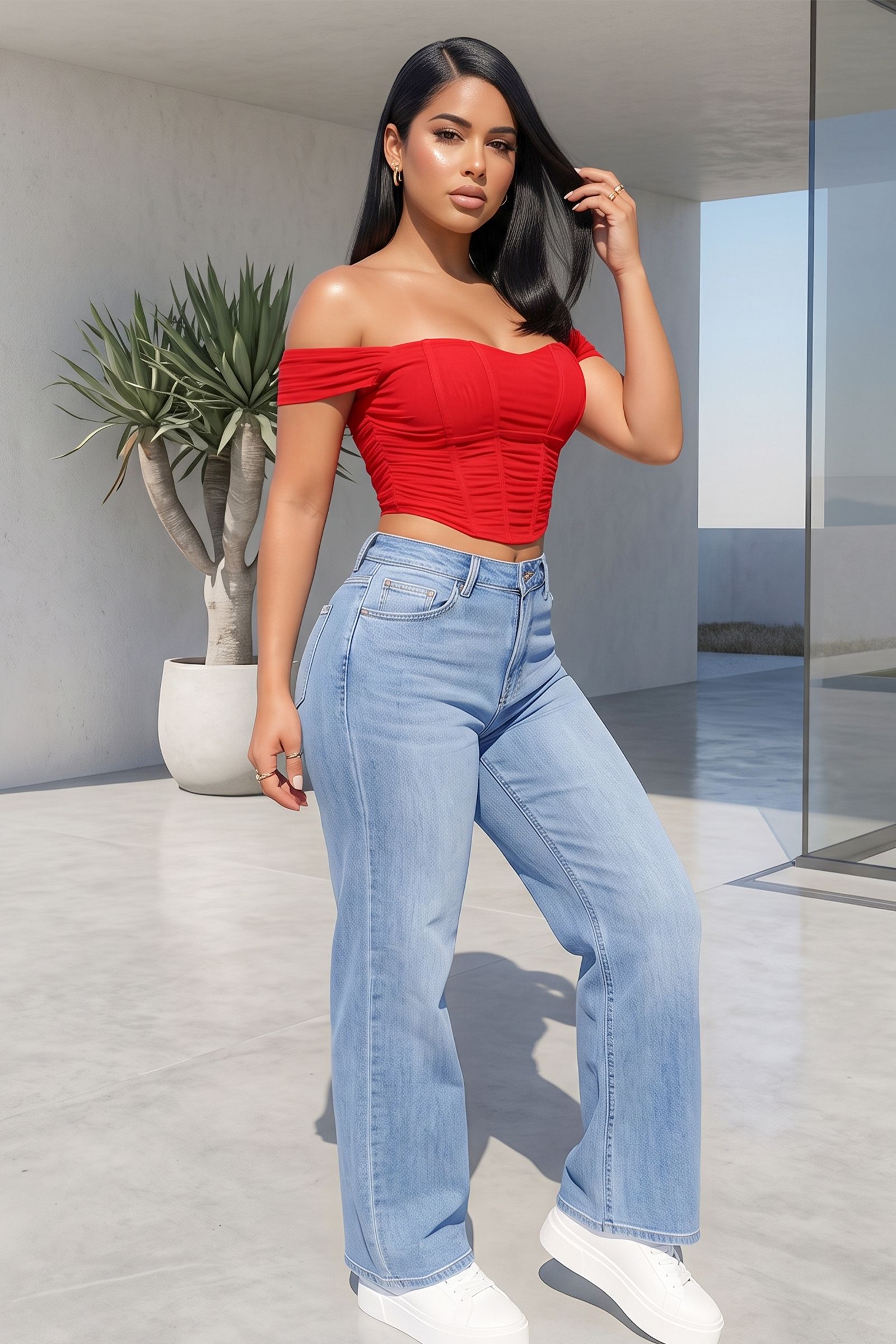 30348-OFF SHOULDER BUSTIER CROP TOP WITH REAR ZIPPER CLOSURE, Contents: