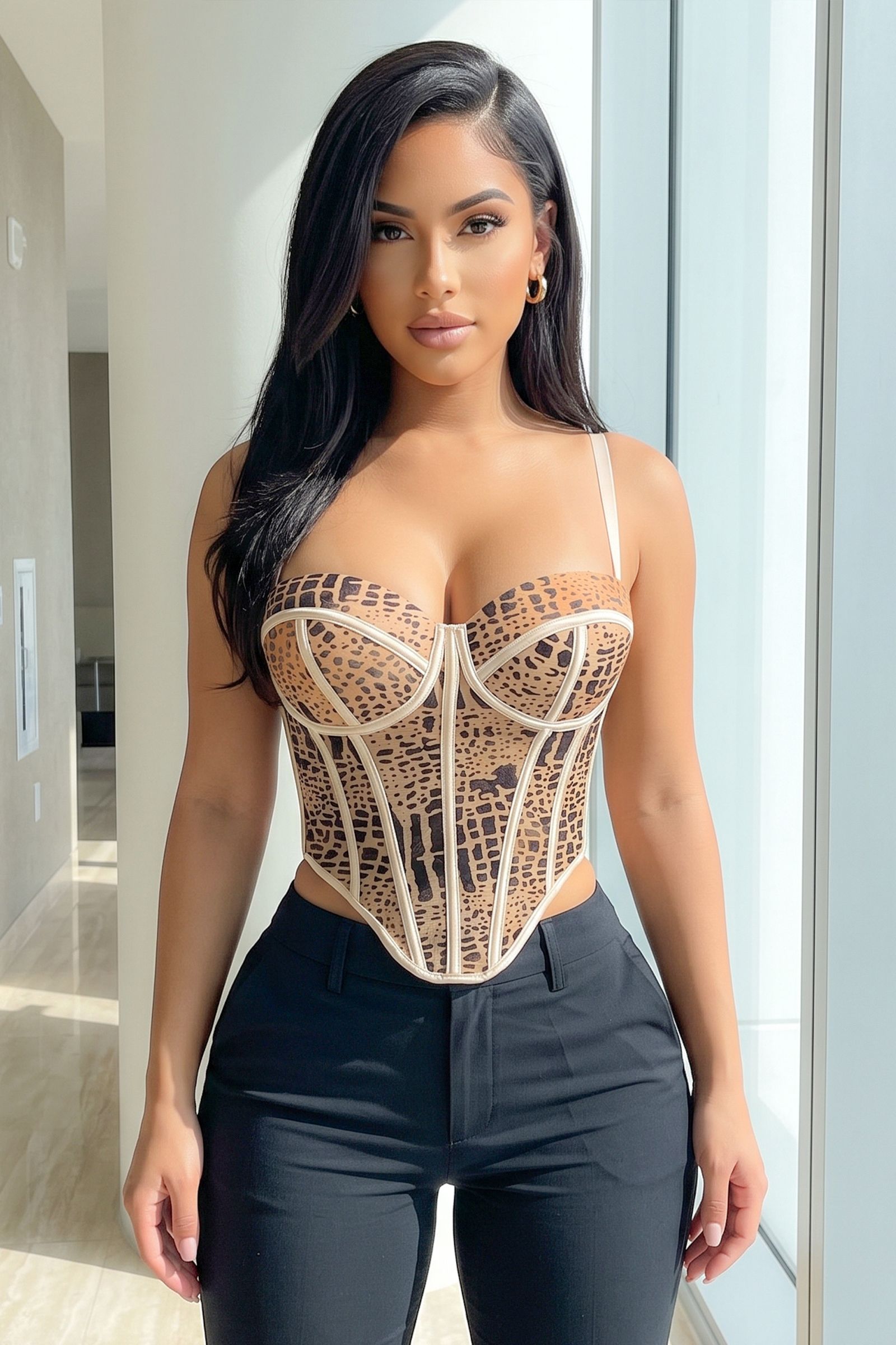 80459-ANIMAL PATTERN SPAGHETTI STRAP BUSTIER CORSET TOP, Contents: